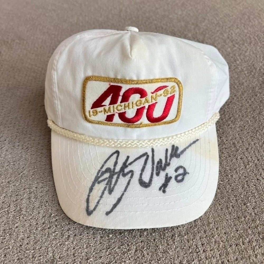 Vintage 1992 Rusty Wallace Signed Michigan 400 Racing Hat White Rope Snapback